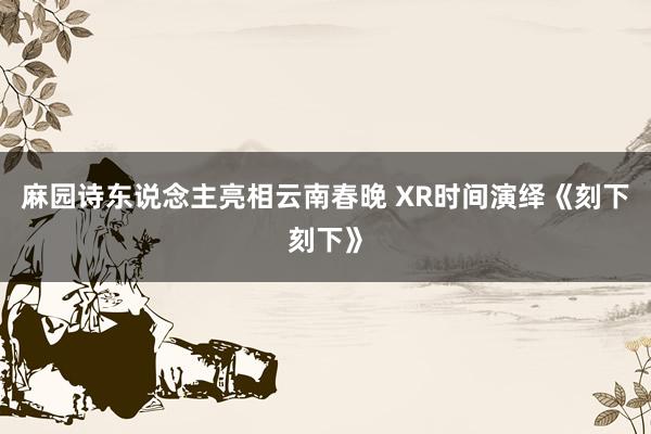 麻园诗东说念主亮相云南春晚 XR时间演绎《刻下刻下》