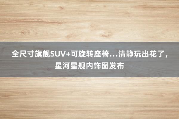 全尺寸旗舰SUV+可旋转座椅…清静玩出花了，星河星舰内饰图发布