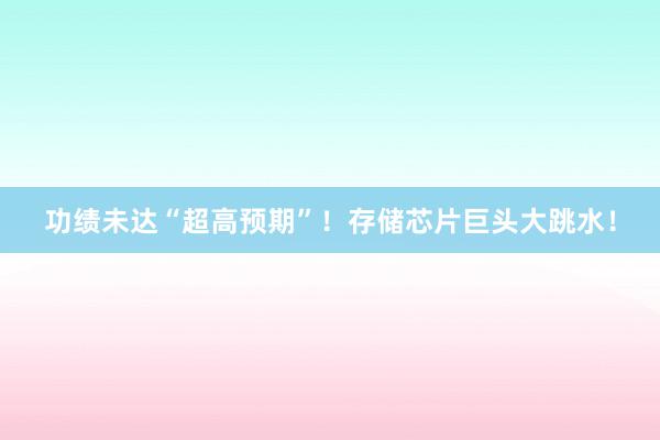 功绩未达“超高预期”！存储芯片巨头大跳水！