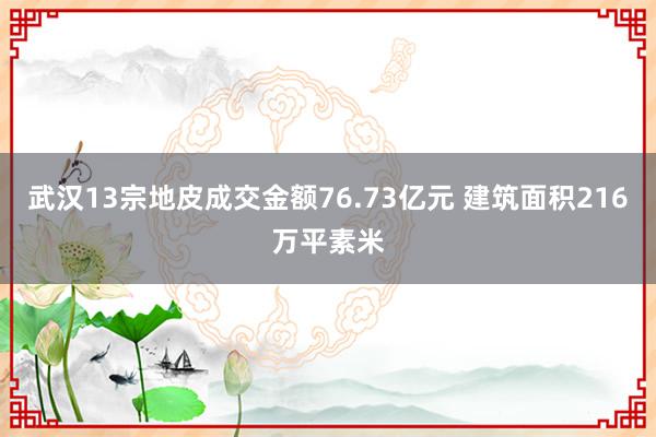 武汉13宗地皮成交金额76.73亿元 建筑面积216万平素米