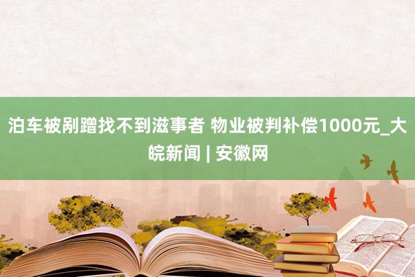 泊车被剐蹭找不到滋事者 物业被判补偿1000元_大皖新闻 | 安徽网