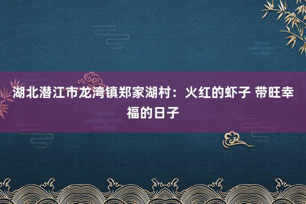 湖北潜江市龙湾镇郑家湖村：火红的虾子 带旺幸福的日子