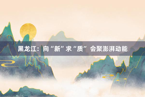 黑龙江：向“新”求“质” 会聚澎湃动能