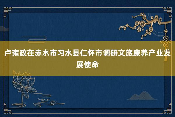 卢雍政在赤水市习水县仁怀市调研文旅康养产业发展使命