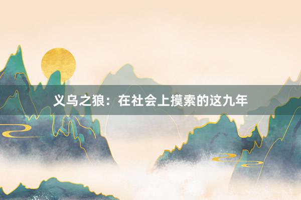 义乌之狼：在社会上摸索的这九年