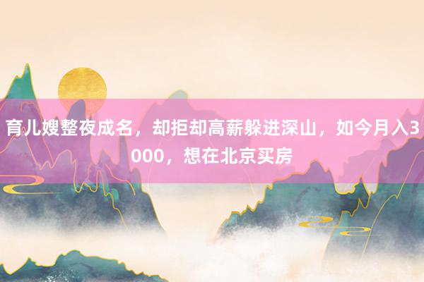 育儿嫂整夜成名，却拒却高薪躲进深山，如今月入3000，想在北京买房