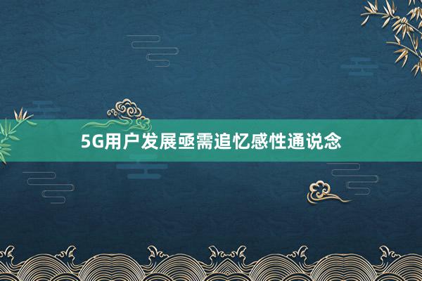 5G用户发展亟需追忆感性通说念