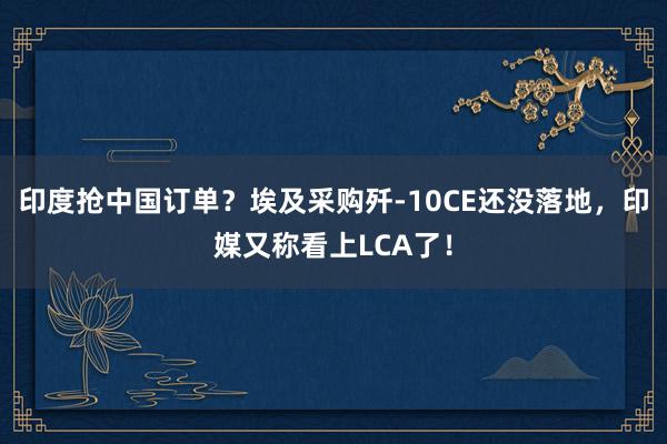 印度抢中国订单？埃及采购歼-10CE还没落地，印媒又称看上LCA了！