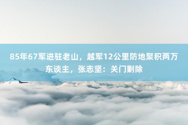 85年67军进驻老山，越军12公里防地聚积两万东谈主，张志坚：关门剿除