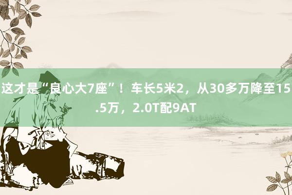 这才是“良心大7座”！车长5米2，从30多万降至15.5万，2.0T配9AT