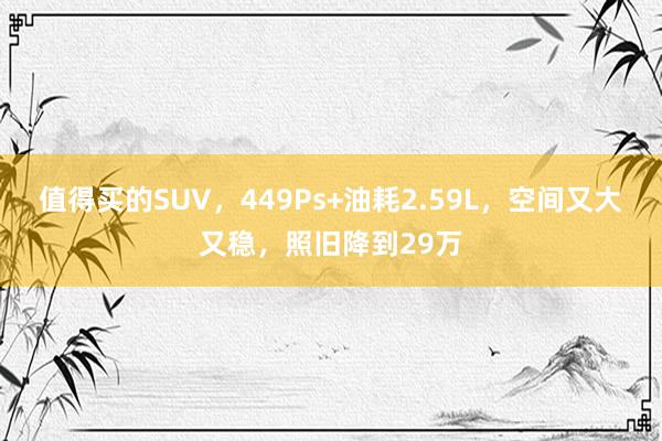 值得买的SUV，449Ps+油耗2.59L，空间又大又稳，照旧降到29万