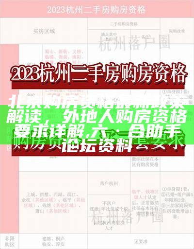 北京购房资格最新政策解读，外地人购房资格要求详解,六·合助手论坛资料