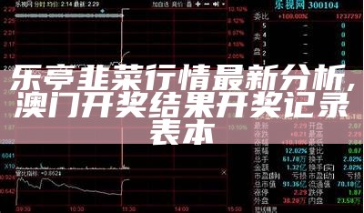 乐亭韭菜行情最新分析,澳门开奖结果开奖记录表本